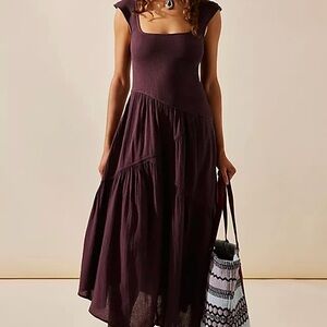 Free People Asymmetrical Traveler Midi Dress in Cream